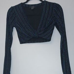 Forever 21‎ Metallic Striped Crop Top S